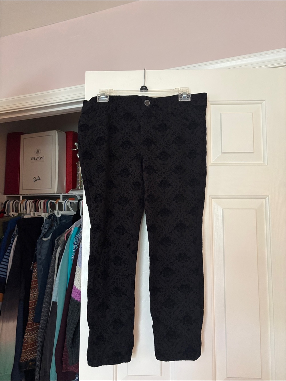 Dress Barn Black Textured Trouser Ankle Pants Women’s Size Medium